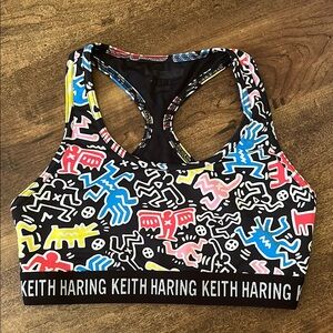 Keith Haring Colorful Graphic Sports Bra